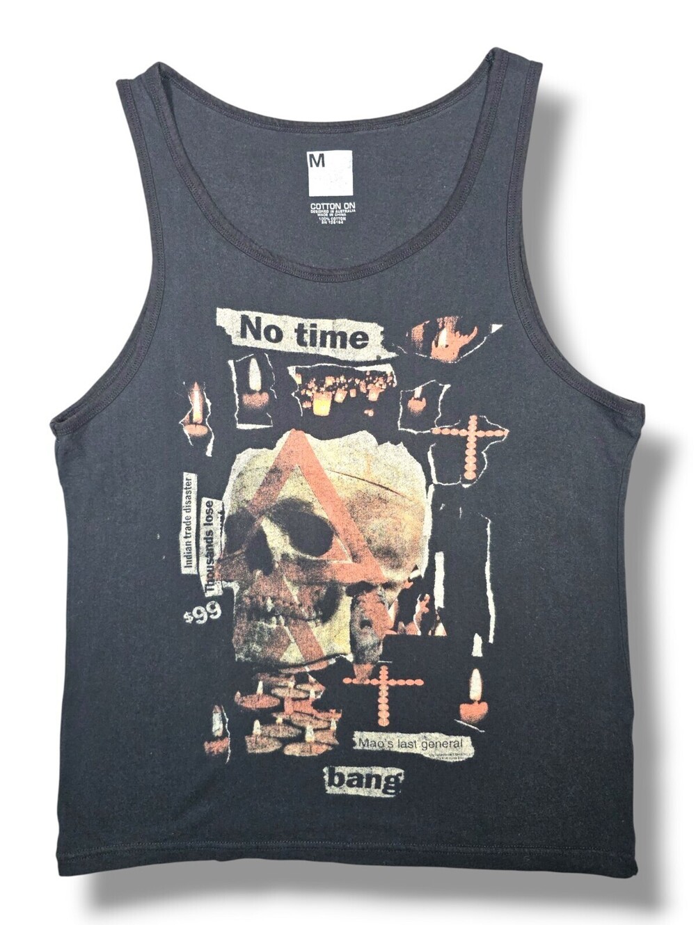 Black Skull Graphic Tank Top Grunge Goth Punk Alt Rock Emo  Sleeveless Medium